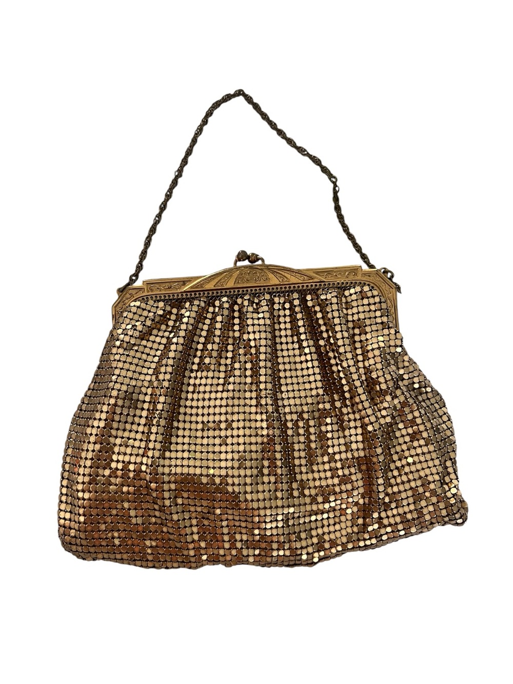 Vintage Whiting & Davis gold mesh evening bag